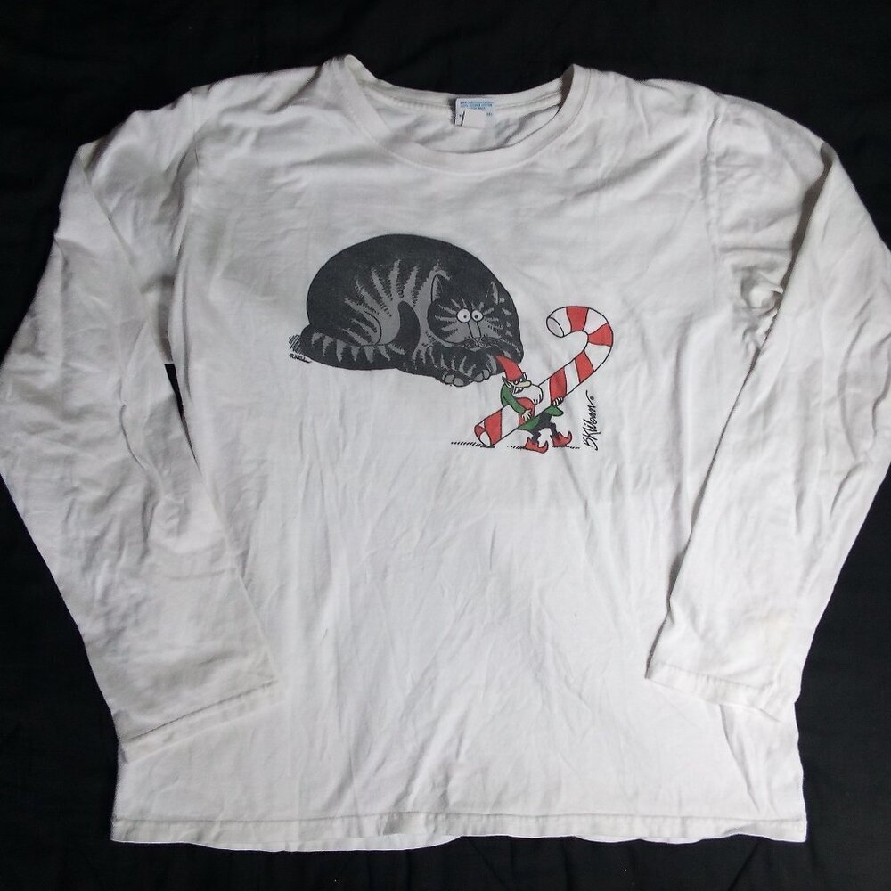 Vintage Crazy Shirts Kliban Cat Christmas Long Sleeve T-Shirt - Picture 2 of 6